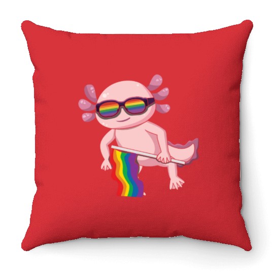 Axolotl Gay LGBTQ Rainbow LGBT Pride Month Throw Pillows