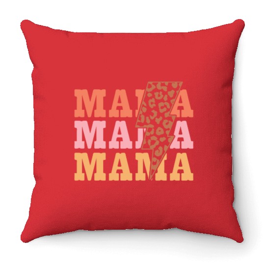 MAMA Tiger Print Typography Throw Pillows