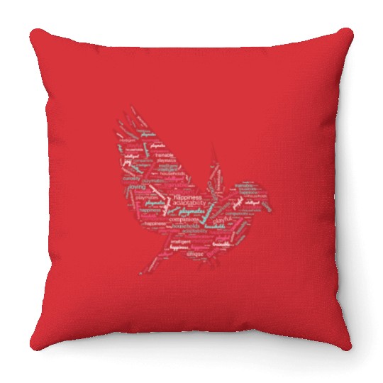 Bird Graphic Throw Pillows with Words Pattern design.
