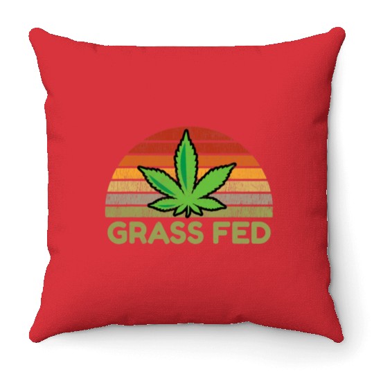 Grass Fed Hemp Farmer Weed Cannabis Marijuana Throw Pillows