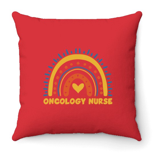 Great Oncology Nurse Rainbow RN Nurses Team Throw Pillows