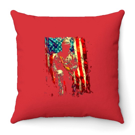 Veteran American Soldier Throw Pillows
