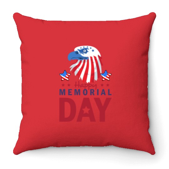 Happy Memorial Day Veterans Brave US Eagle Stars Throw Pillows