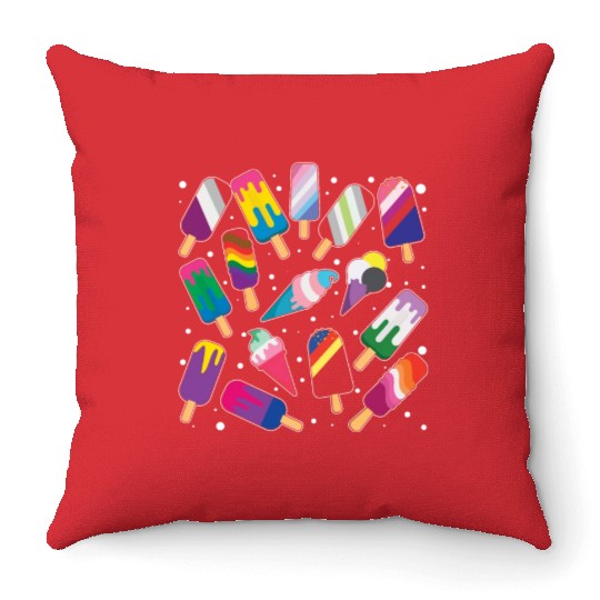Popsicle Gay LGBTQ Rainbow LGBT Pride Month Throw Pillows