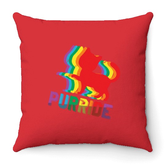 Cute Cat Gay LGBTQ Rainbow LGBT Pride Month Throw Pillows