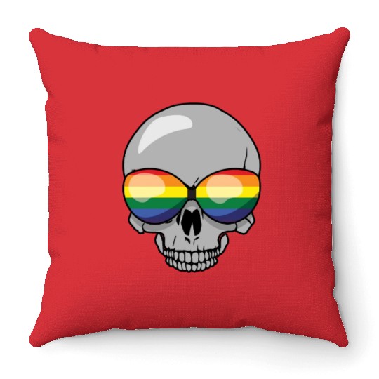 Skeleton Gay LGBTQ Rainbow LGBT Pride Month Throw Pillows