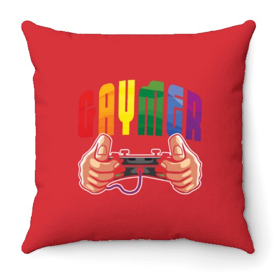 Gay Gamer LGBTQ Rainbow LGBT Pride Month Throw Pillows