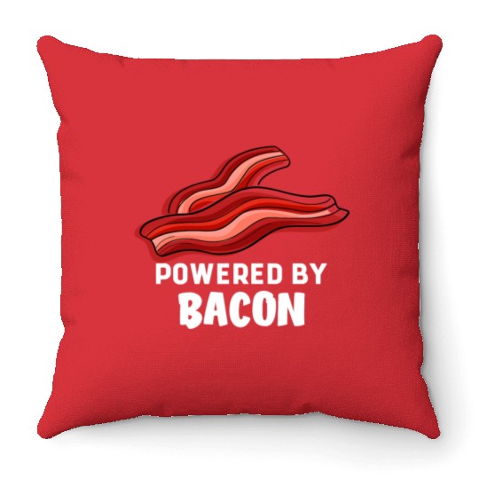 Funny Saying Powered By Bacon Pig Farmer Humorous Throw Pillows