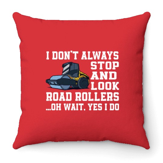 Funny Road Roller Lover Outfit Construction Worker Throw Pillows