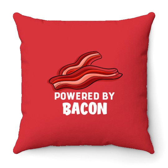 Funny Saying Powered By Bacon Pig Farmer Humorous Throw Pillows