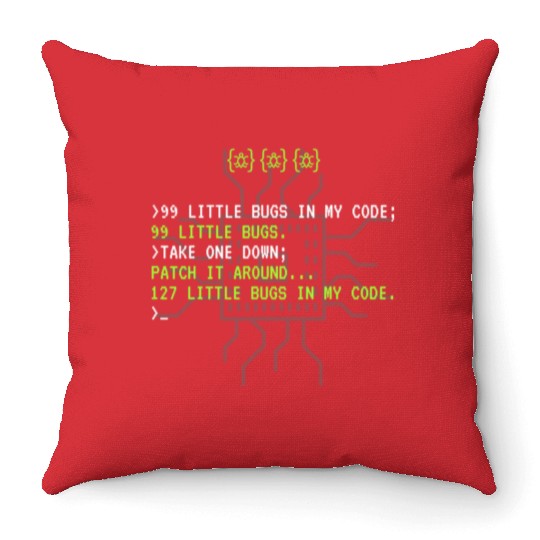 Funny Programmer Coding Debugger Hacker Computer Throw Pillows