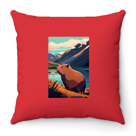 Capybara Nature Capibara Throw Pillows
