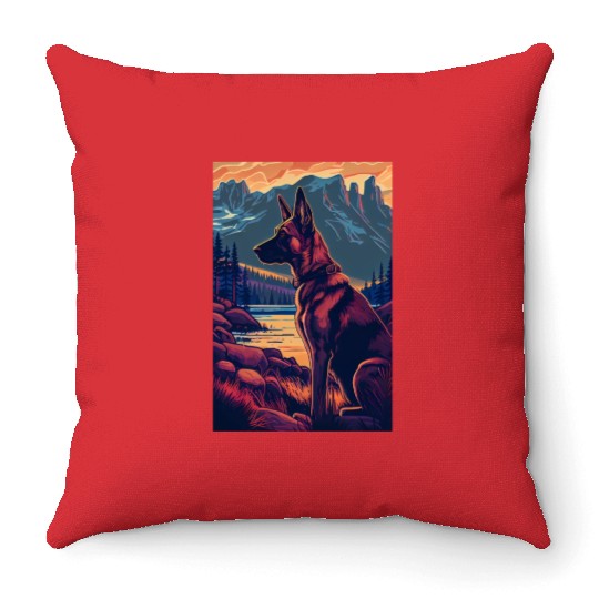 Belgian Malinois Nature Throw Pillows
