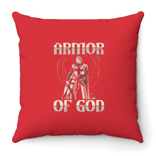 Armor of God Templar Knight Christian Faith Jesus Throw Pillows