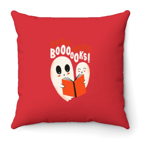 Cute BOO Read More Book Librarian English Teacher Throw Pillows