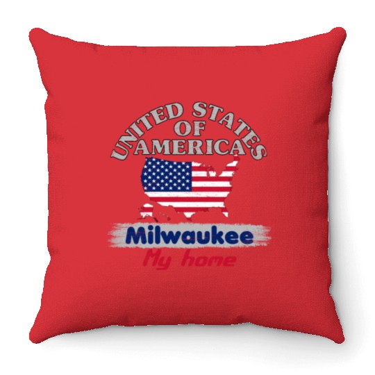 United States of America - Milwaukee my home - USA Throw Pillows