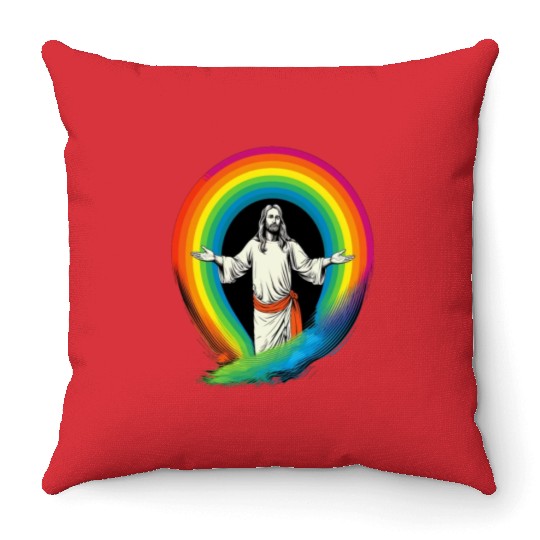 Rainbow Jesus: Embrace Love, Faith, and LGBTQ Throw Pillows