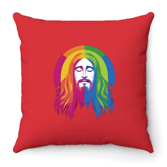 Rainbow Jesus: Embrace Love, Faith, and LGBTQ Throw Pillows
