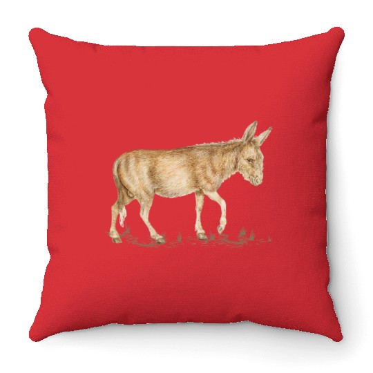 Farm Donkey Animal Lover Zookeeper Mule Farmer Throw Pillows