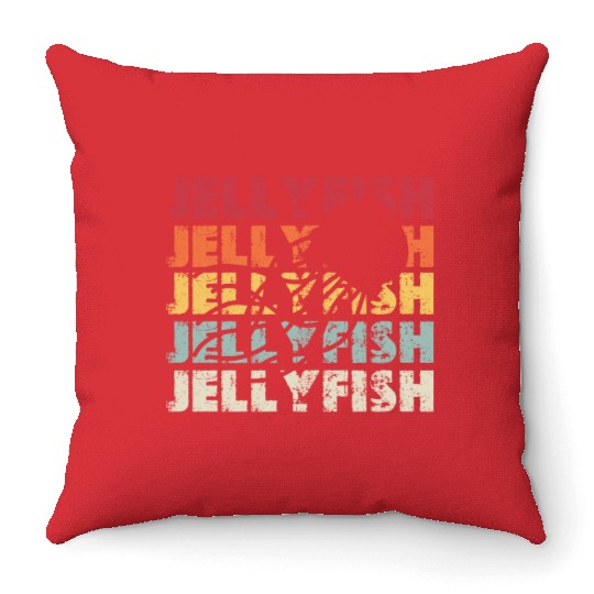 Retro Jellyfish Silhouette Men Women Ocean Lover Throw Pillows