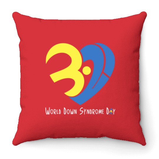 Love World Down Syndrome Awareness Day Love 3 Throw Pillows