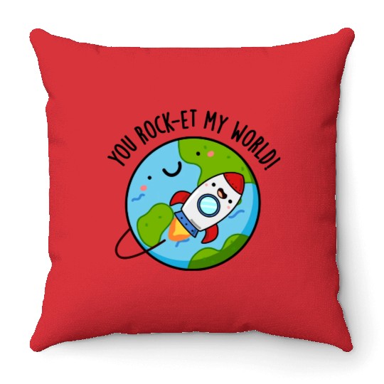 You Rock Et My World Cute Rocket Throw Pillows