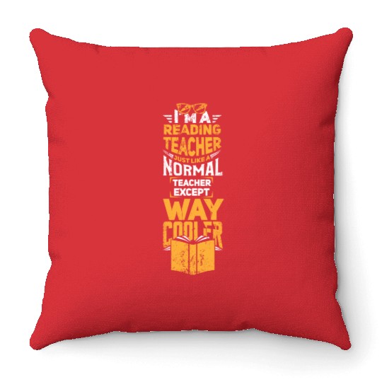 Cool Reading Teacher Throw Pillows