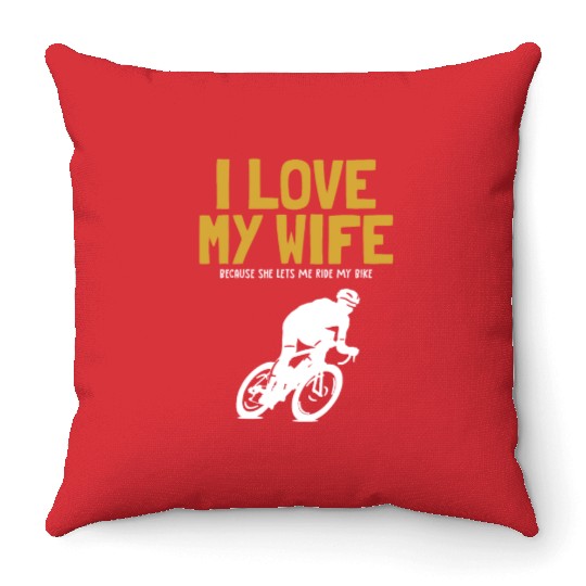 I love my Wife Cyclist Gravel City Bike Cyclist Throw Pillows