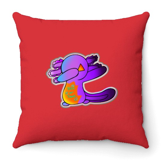 Jack O Lantern Axolotl Halloween Trick Or Treat 1 Throw Pillows