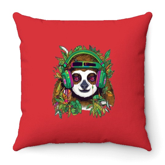 Dj Sloth Party Lover Edm Festival Throw Pillows