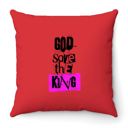 God Save The King Charles British Royal Punk Throw Pillows