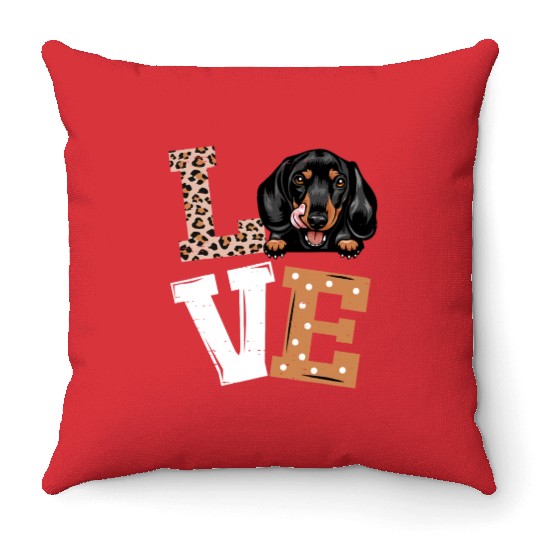 Dachshund Dog I Love My Dachshund Funny Dog Lovers Throw Pillows