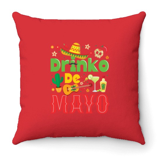 Cinco De Mayo Mexican Fiesta 5 De Mayo Drinking Throw Pillows
