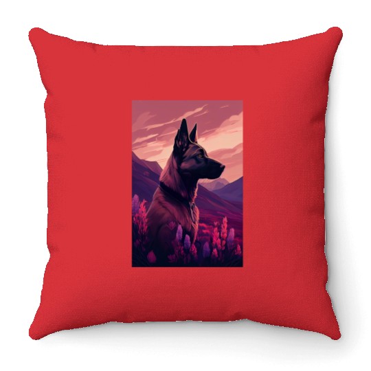 Belgian Malinois Nature Throw Pillows