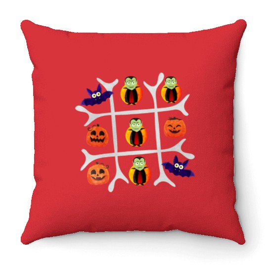 Tic Tac Toe Vampire Wins Throw Pillows