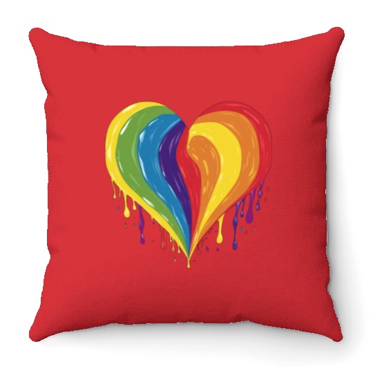 LGBTQ+ Empowerment: Rainbow Heart, Support Gay, Throw Pillows