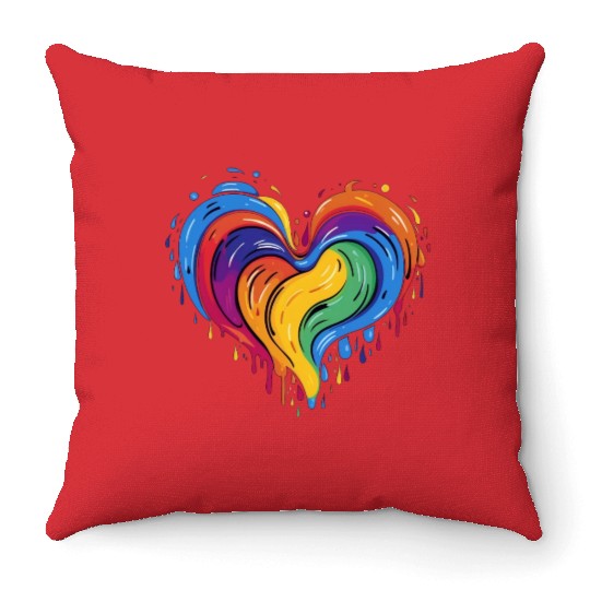 Love is Love: LGBT Rainbow Heart for All Throw Pillows