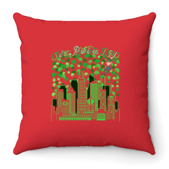 Chicago Illinois Saint Patricks Day Throw Pillows