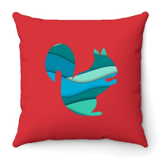 Teal Squirrel Throw Pillows