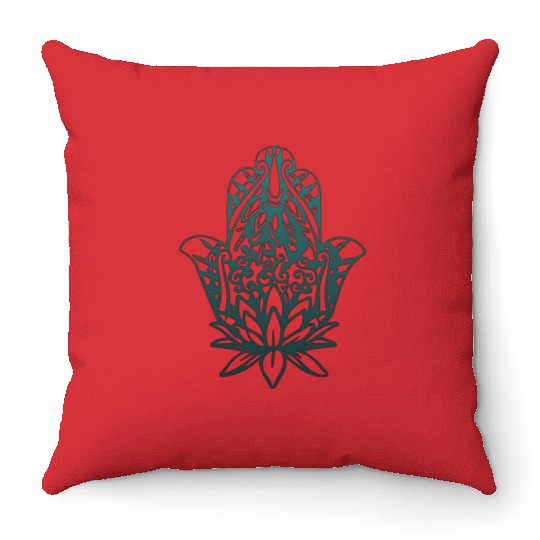 The Mandala Hand: A Symbol of Peace and Harmony Throw Pillows