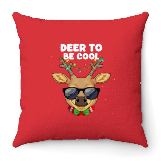 Deer To Be Cool Christmas Reindeer Xmas Matching Throw Pillows
