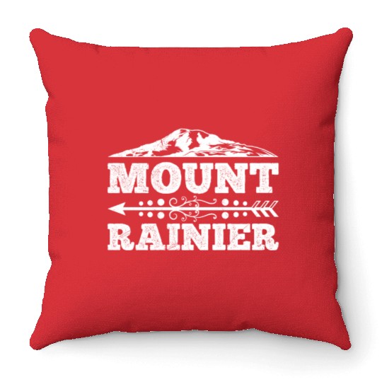 Mount Rainier climber Hiker Mountains Throw Pillows