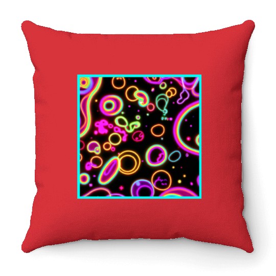 Colorful Circle Neon Patterns Art Design Throw Pillows