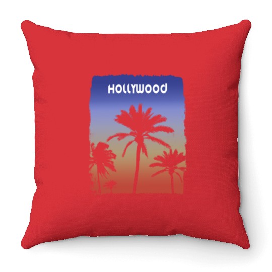 Hollywood California Sunset Vacation Souvenir Throw Pillows