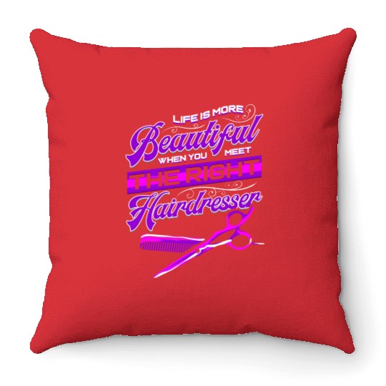 Hairdresser People Beautiful Barber Hairstylist Throw Pillows