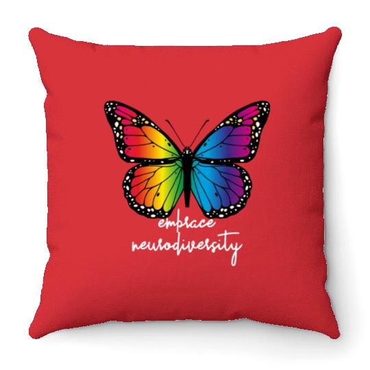 Embrace Neurodiversity Butterfly Autism Awareness Throw Pillows