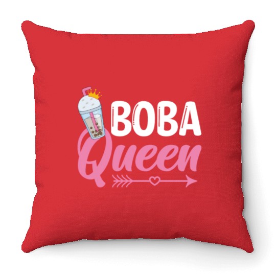 Boba Queen Bubble Tea Lover Boba Tea Drinker Throw Pillows