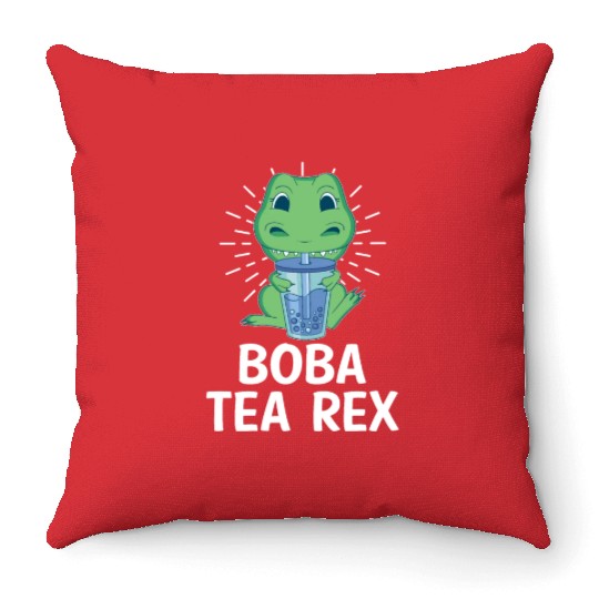 Boba Tea Rex Bubble Tea Lover Boba Tea Drinker Throw Pillows