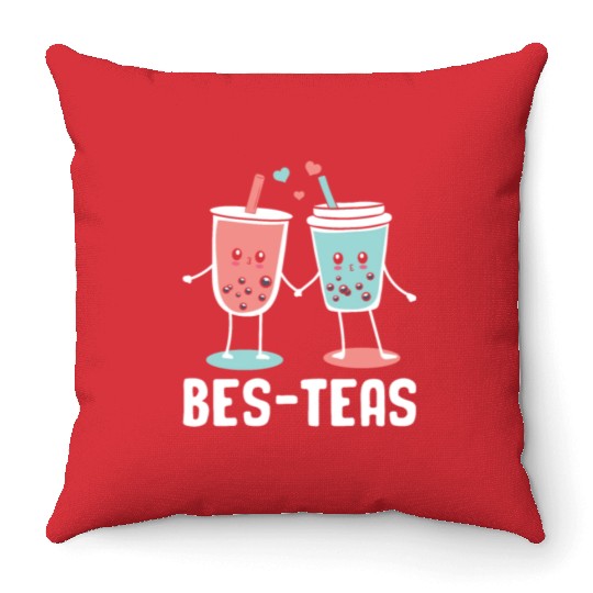 Bes Teas Bubble Tea Lover Boba Tea Drinker Korean Throw Pillows