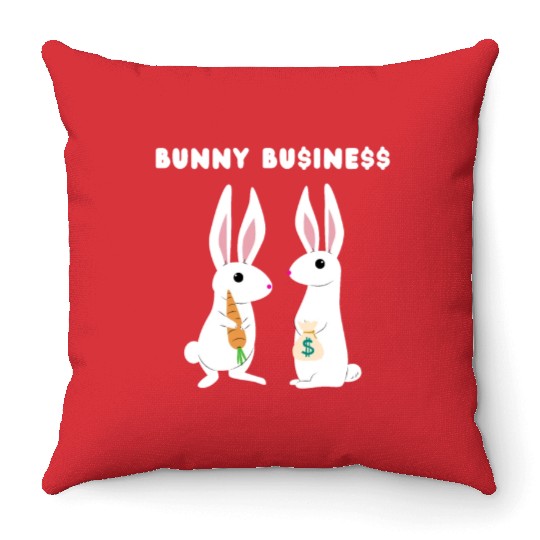 Bunny Business Throw Pillows